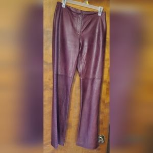 Leather Pants in maroon. Size 6.